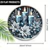 Wooden Charming Blue Candles & Flowers Ornament - for Door, Wall, Home, Room, Farmhouse, Street, Shop, Garage, Bar, Garden, and Coffee House Decor