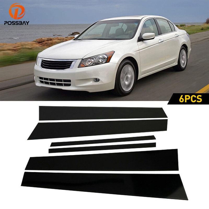 Glossy Black Car Window Pillar Post Sticker Decor Trim Film Fit For Honda Accord 2008-2012