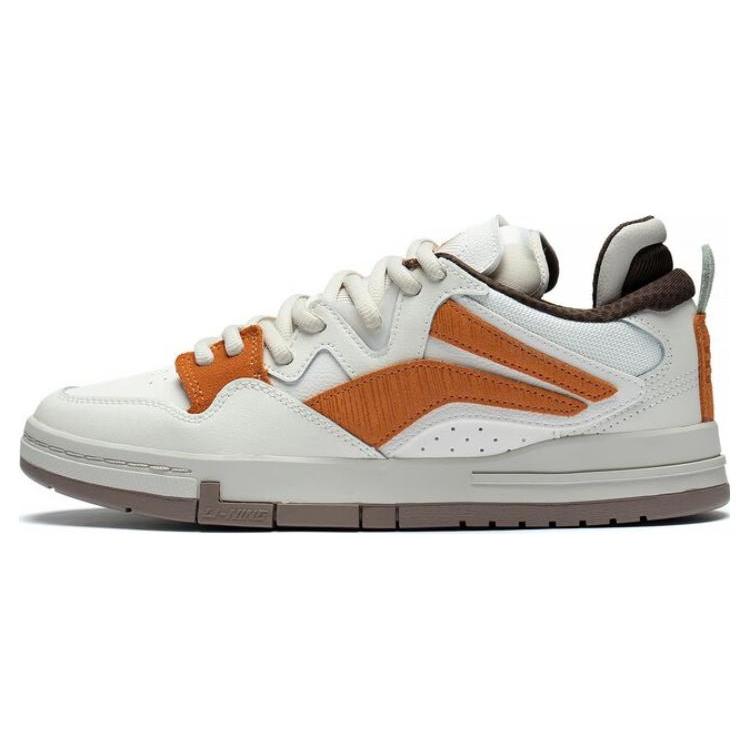 Li Ning Wave PRO Abrasion Resistant Breathable Low top Skateboard Shoes Men's White Orange AECT015-1