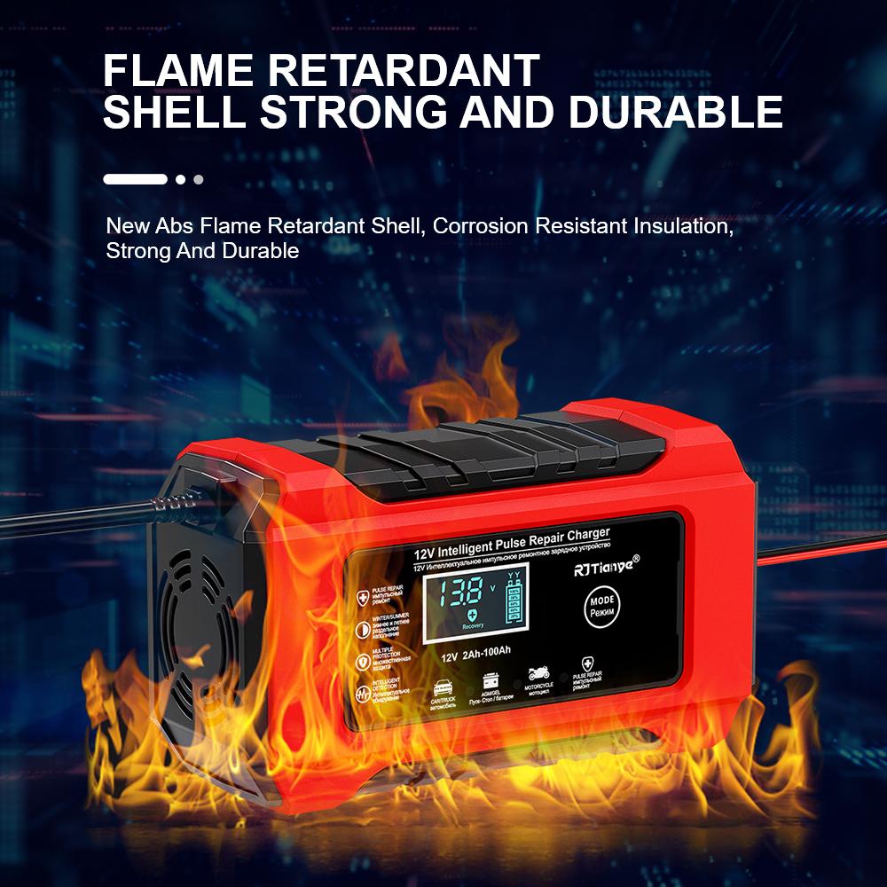 Digital Display Screen Suitable for Lead Acid Batteries 12V6A Intelligent EU Plug Reverse Protection Car/Motorcycle Charger Smart Battery Charger