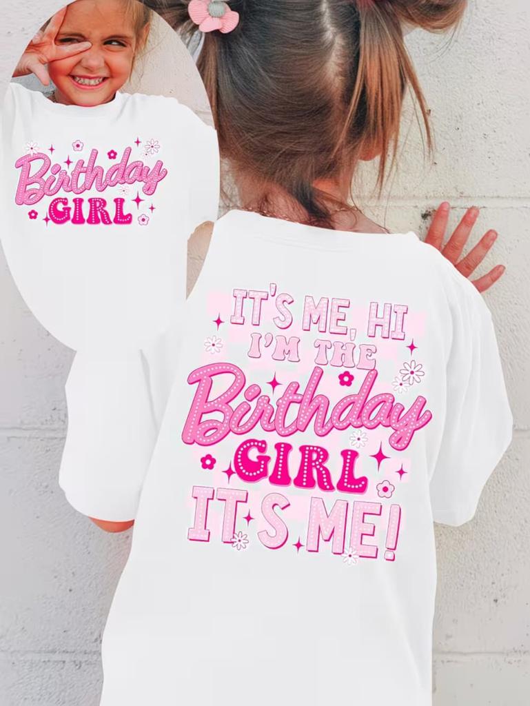 Girl Clothes Birthday Princess Printed Girls T-Shirt Happy Birthday Girl Party Outfit Tops Kids Short Sleeve Tshirt Kids Clothes