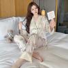Spring/Autumn 2025 Women's Ice Silk Long Sleeve Pajama Set - Lightweight Cardigan & Pants