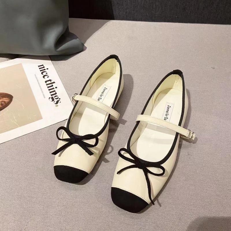 2025 Spring and Autumn New Flat-bottomed French Small Fragrant Mary Jane Single Shoes Women's Shoes Square Head Ballet Shoes