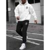 Mens Winter Hooded Sweatshirt Pants Set With Animal Paw Print Sporty Casual Streetwear