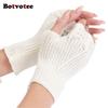Botvotee Sleeves for Women Arm Warmers Free Shipping Y2k Accessories Burgundy Knit Winter Fingerless Gloves Fashion Arm Guard