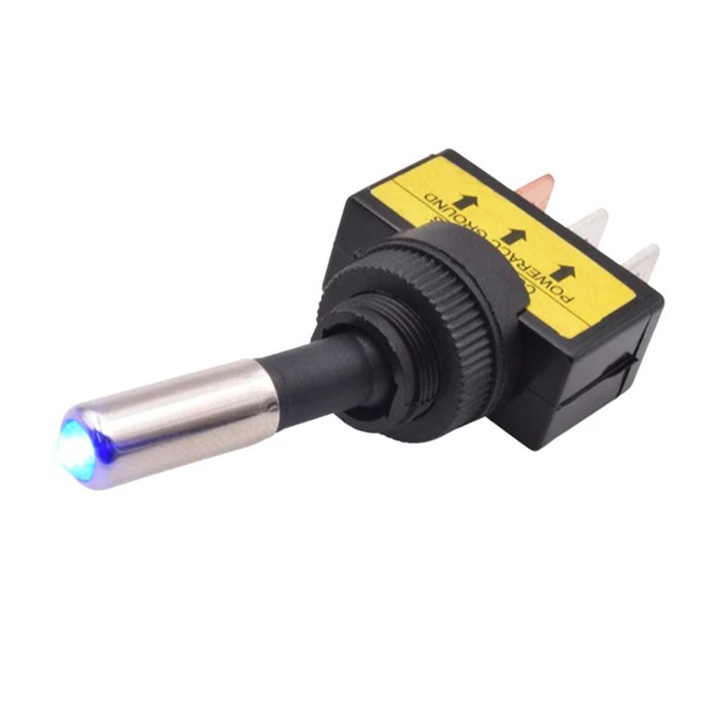 1pc 12mm LED Switch Automotive Lighting Switch LED ASW-15D SPST 2 Position 3 Pin ON OFF 12/24V DC Self-locking Switch