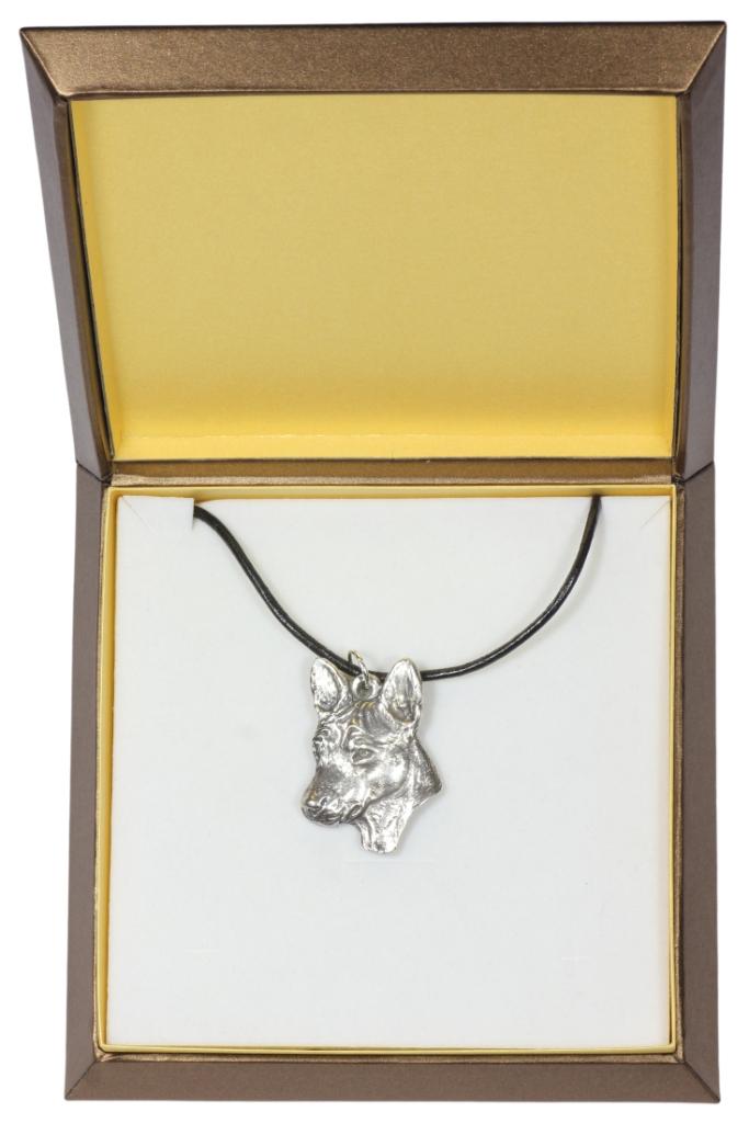 

Basenji, African bush dog, Congo dog - Dog necklace in gift box, silver-plated locket for dog fan, striking pendant by Art-Dog brand срібний