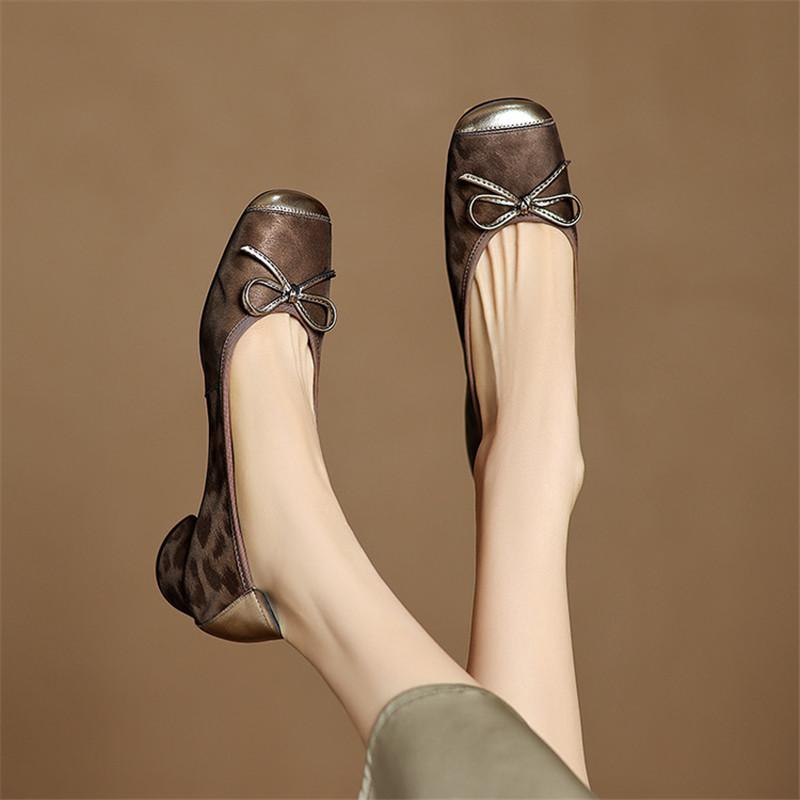 Fashion New Spring/summer Round Toe Genuine Leather Shoes for Women Fashion Leopard Print Women Pumps Women Shoes Chunky Heels Loafers