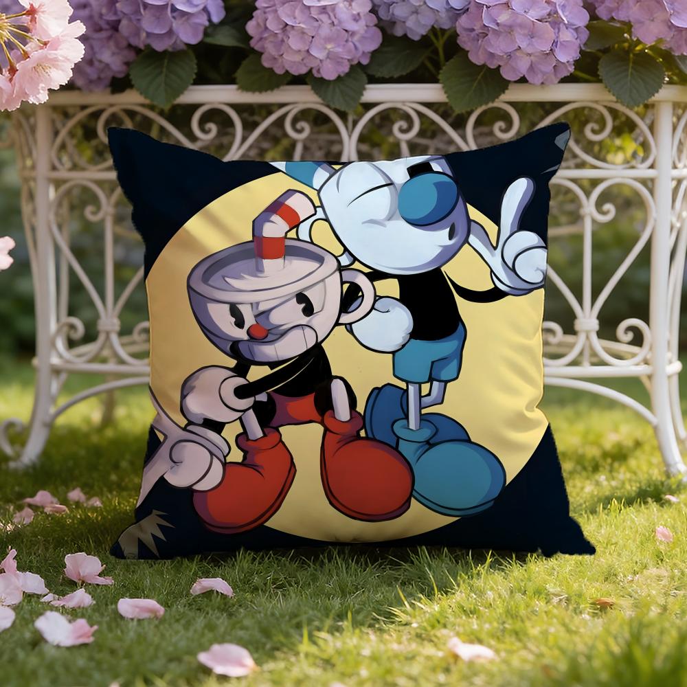 Cartoon C-Cuphead Cushion Cover Home & Car Dual-Scene Pillow Cover: Reversible for Premium Comfort