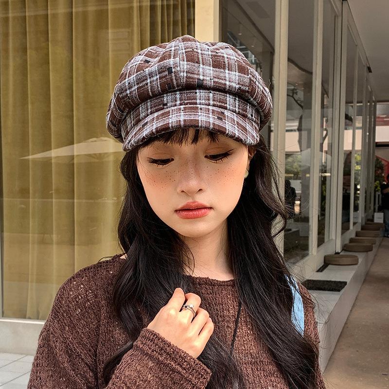 Herbst und Winter All-Match Newsboy Malerhut mit großem Kopf und kleinem Gesicht Schnabelmütze Barett