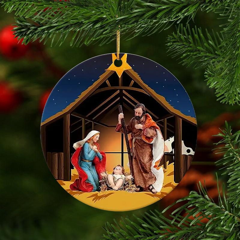 

Звезды для крещения, круглые 2D акриловые елочные украшения, подвеска-ключ, подвеска для автомобиля, подвесное украшение для интерьера, подвеска на окно дома, садовый декор, подвески