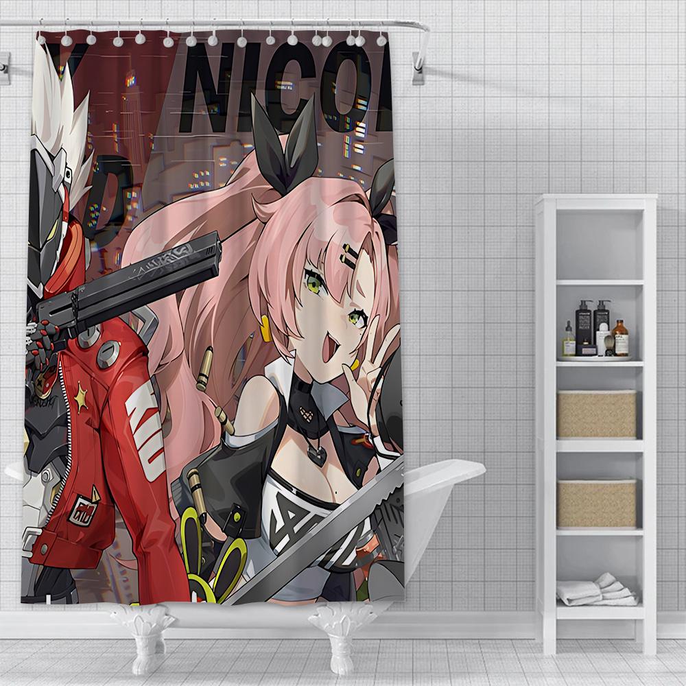 Zenless Zone Zero Shower Curtain Waterproof Polyester Fabric Paint Colorful Bath Curtains Home Bathroom Decor Curtain With Hook