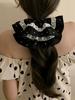 Large French Fahion Women Mesh Scrunchie Hair Ties,Embroidery Flower Hair Bands Cute Hair Rope Ponytail Holder Hair Accessories