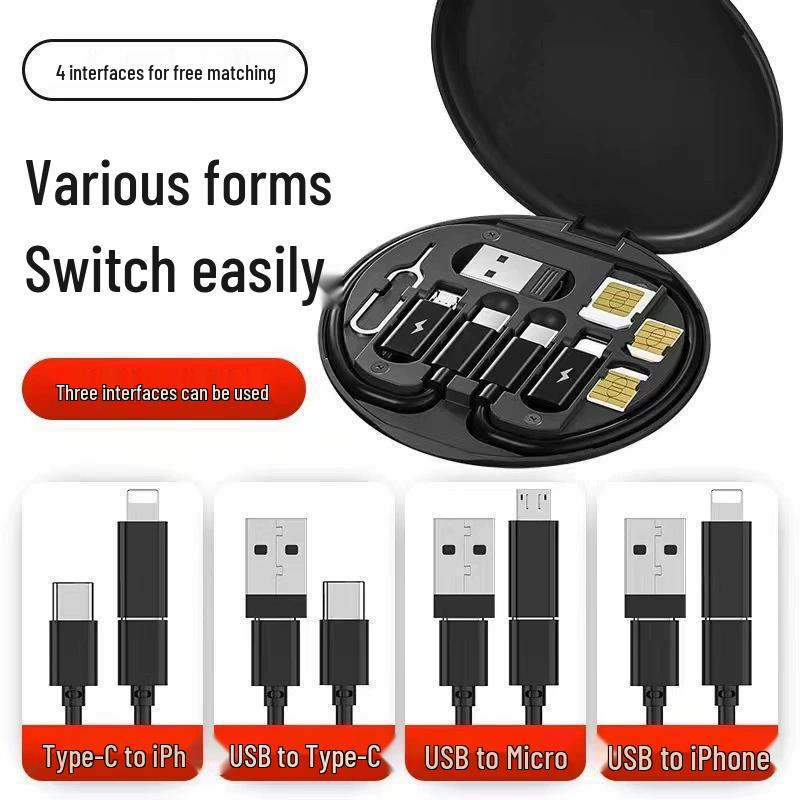 

Многофункциональный органайзер для зарядных и дата-кабелей 6-в-1 мощностью 60 Вт для Apple, Type-C, Android Charging-Transmission-Card Storage-Stand