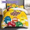 M&M's Pattern Bedding Quilt Set  Home Decoration  Gift (1 * duvet cover + 2 * pillowcase  without core)