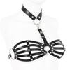 Gothic Leather Bra Fetish Harness Lingerie  Bondage Cage Bra Goth PU Garter Sexy Women's Corset  Erotic Party Club Brassiere