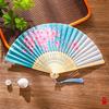 Traditional Chinese Sle Hand Fan Women's Qipao Dance Fan Portable Summer Small Foldable Fan Silk Material Bamboo Frame