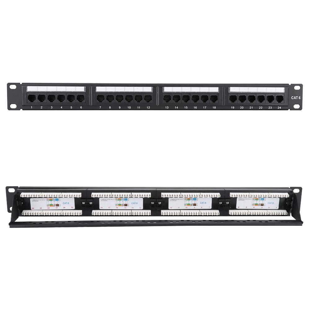 24 Port Mountable Data Patch Panel High Speed CAT6 CAT 6 Network Cable Rack