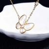 24k Gold Plated Natural Mother of Pearl Butterfly Necklace Vacuum Electroplated Shell Pendant