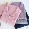 Japanese Couple's Pajamas Set: Plain Cotton, Loose Fit, Unisex, Plus Size, for Spring & Autumn.
