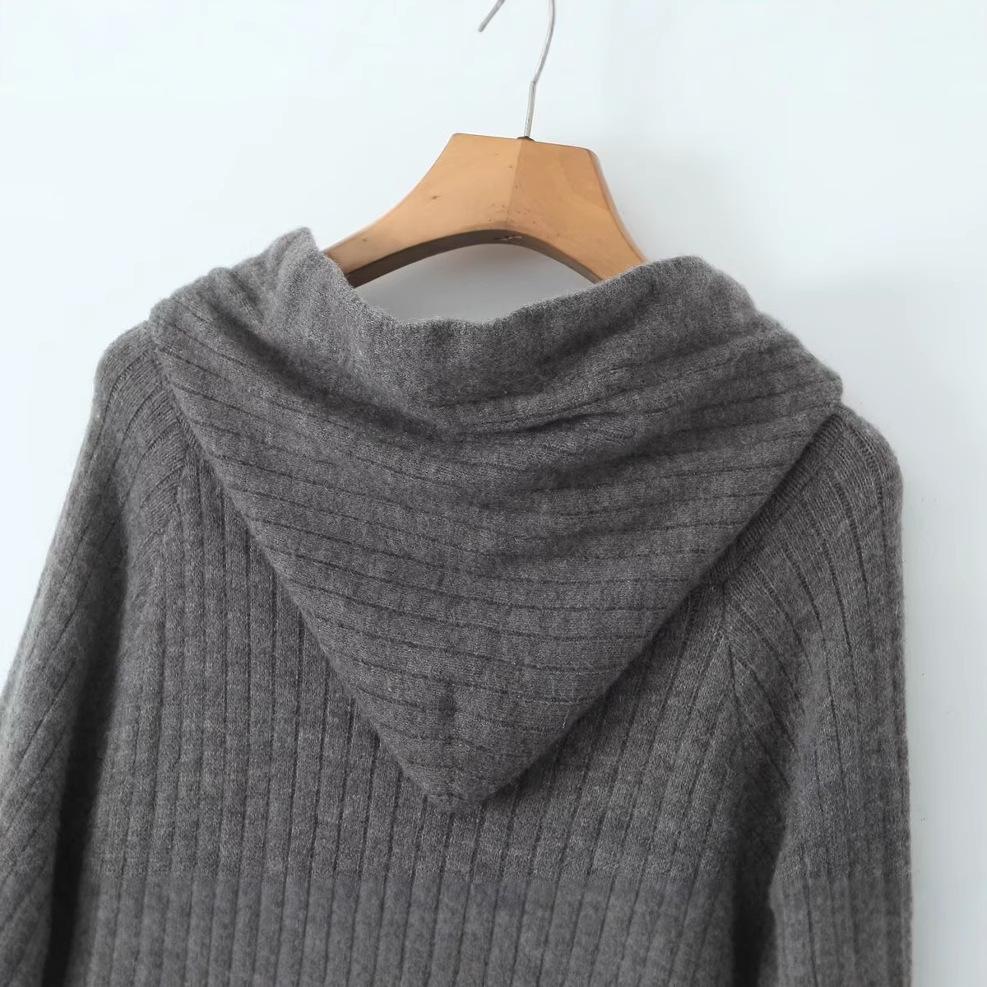 2024 Autumn Women's European & American Style Hooded Sweater Dress