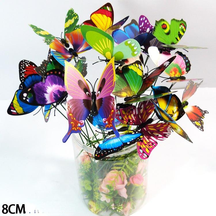 50Pcs Butterflies Garden Yard Planter Colorful Whimsical Butterfly Stakes Decoration Home Outdoor Flower Pots Decor Supplies
