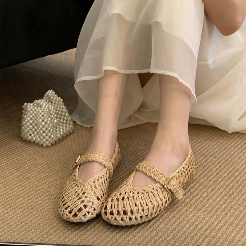 Modă 2025 Vară Respirabil Tricotaj Ajour Femei Balerini Fashion Mary Janes Tălpi Moi Mocasini de Mers Pantofi Casual pentru Fete