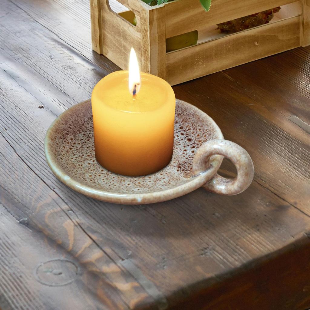 Ceramic Candle Plate Ornament Candlelight Stand Candle Holder for Dining Room