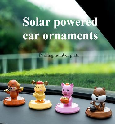 Ornements Solaires Mignons pour Voiture Centre de Console d'Instrument de Bord Dessin Animé Anime Plaque d'Immatriculation de Stationnement Levier de Vitesse Jouet Solaire