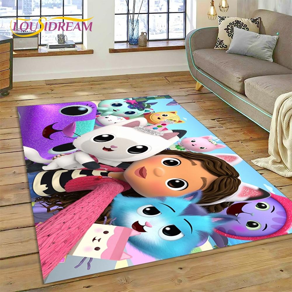 Cartoon Cute Gabbys Dollhouse Girl Rug Carpet for Living Room Bedroom Home Decor,Non-slip Decoration for Sofa Doormat Gifts Kid