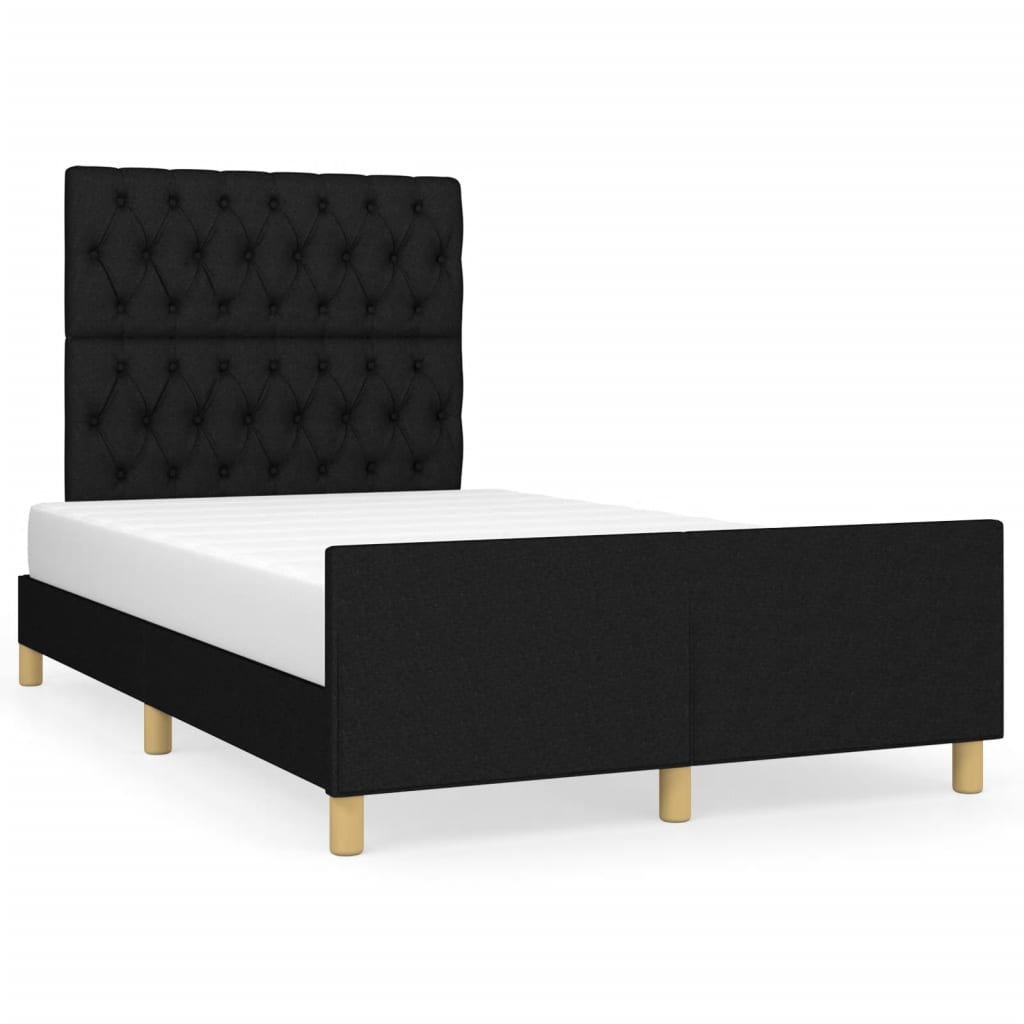 Bed Frame without Mattress Black 120 x 190 cm Fabric