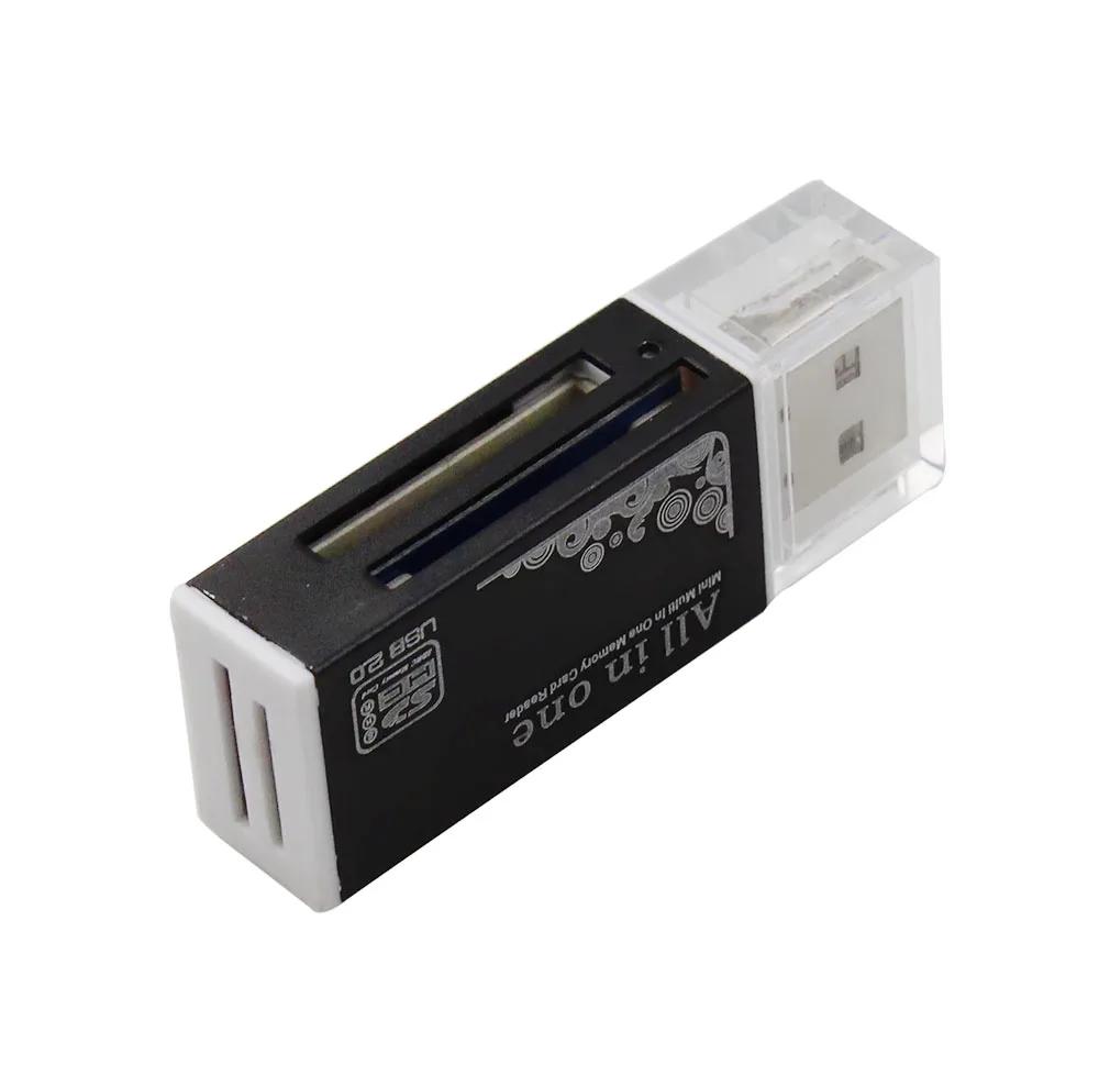1pcs Card Reader Tiny USB 2.0 All In 1 Multi Memory Card Reader Adapter For Micro SD SDHC TF M2 MMC 2 Colors
