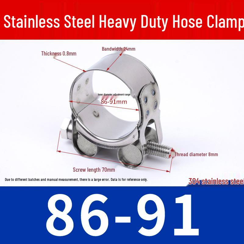 304 Stainless Steel European-Style Heavy-Duty Worm Drive Hose Clamp