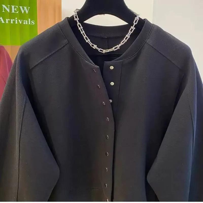 

Повседневная инфракрасная куртка Encore для женщин Весна и Осень Свободный студенческий универсальный кардиган Топ L чёрный