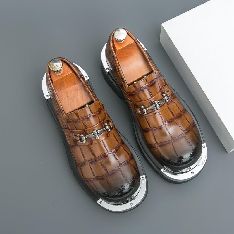 Retro Men's Chunky Sole Shoes Patent Leather Elevator Oxfords Casual Big Size Fashion Sneakers for Men Height Increasing Shoes