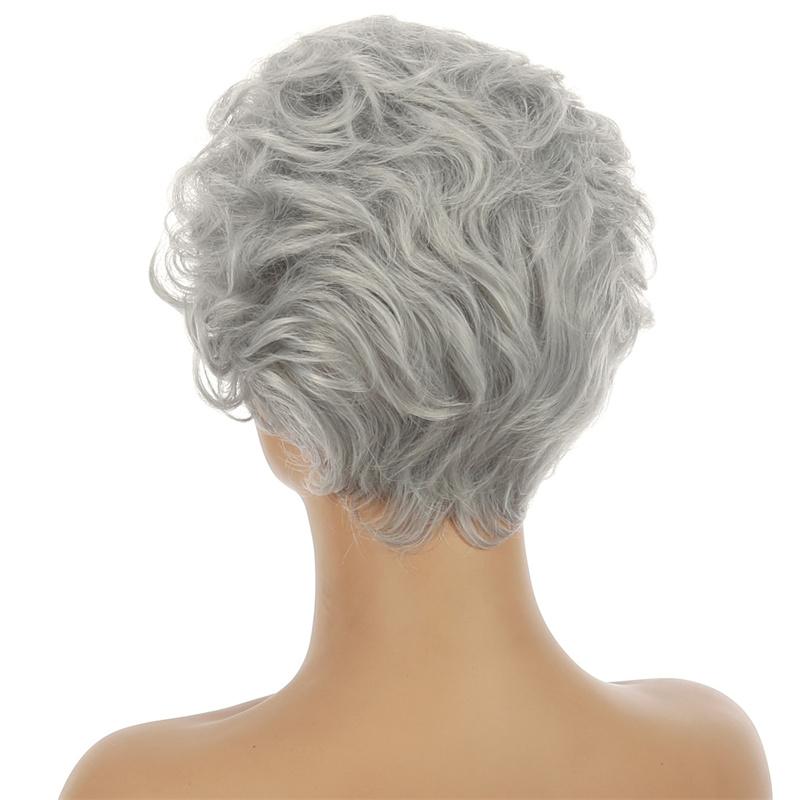 Hair Wigs Curly Short Synthetic Fiber Natural Wig with Bang Female Casual Hair Mommy Wig Layered Curls Lady