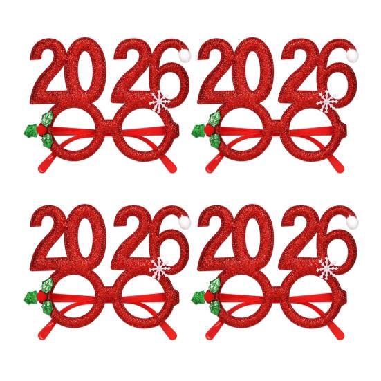 4ks Čelenka s ozdobou vločky, třpytivé číslo 2026, vlasová obruč, brýle, slavnostní vánoční párty doplněk