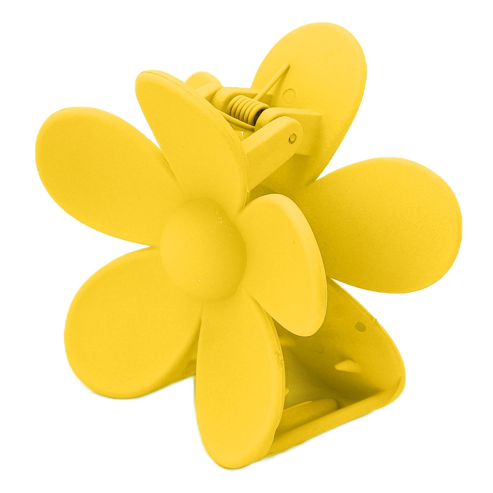 

Plastic Jaw Clip Double Lock Tooth Matt Flower Shaped Non Slip Catch Hairpin Accessories Lemon Yellow