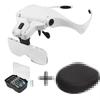 Magnifying Glasses Reading Jeweler Watch Illuminated Magnifier 5 Lens 2 Led Lights Adjustable Headband Eye Loupe Magnifier