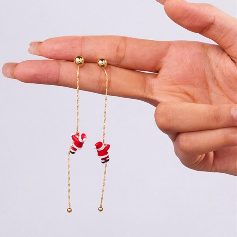 Asymmetric Snowflake Christmas Boot Hat Drop Earrings Long Tassels Earring for Women Ear Rings Party Accessories