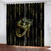 Ancient Egypt Eyes African Pharaoh Lion Black Gold Light Filtering  Window Drapes For Living Space Bedroom Space Window Drape Decor