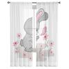 Cute Bunny and Butterfly Sheer Window Curtains for Living Room Girl Bedroom Tulle Curtains Kitchen Veil Chiffon Drapes