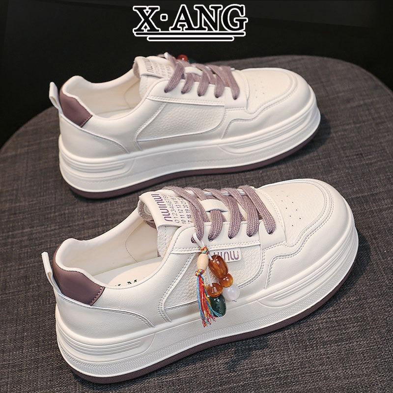 First layer cowhide little white shoes women's shoes thick baseplate shoes autumn new versatile student shoes casual sports shoes