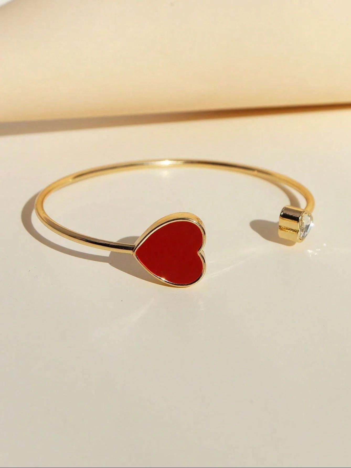 

Women s Bracelet Simple Heart-Shaped Open Bracelet with Adjustable Size, Suitable for Daily Wear and Vacation Wear