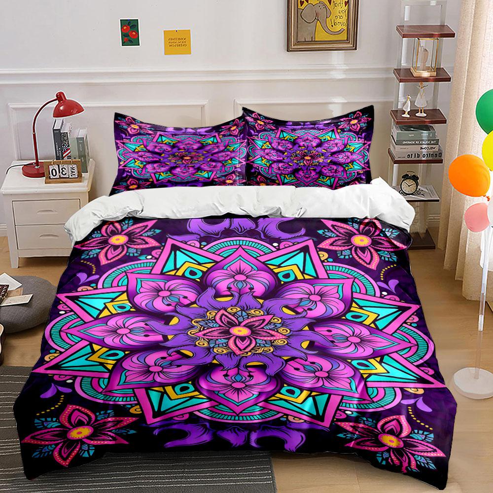 

Colorful mandala floral design. Bedding sets Duvet cover sets Duvet covers Pillowcases(1 * Duvet Cover 2 * Pillowcases without duvet insert) 135x200cm