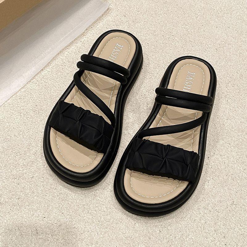 2025 direct sales sandals girl 2025 summer new fairy wind stepping shit feeling thick-soled slippers support