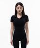 Pijikeolgameoncheu P5018 Women'S Modal Spandex Collared Crop Short Sleeve [Black]