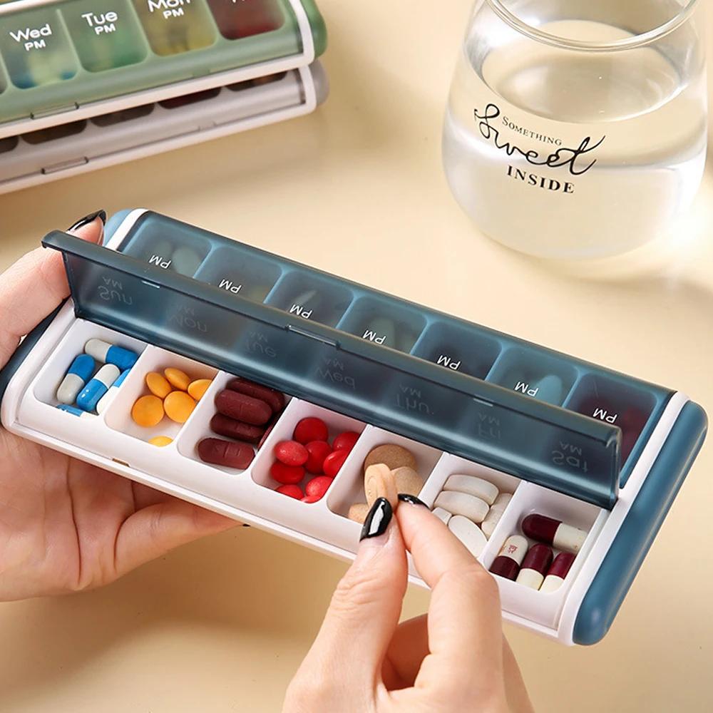Weekly Pill Organizer 2 Times 7 Day Am Pm With Large Compartments, Pills Case Bpa-Free Pill Container For Vitamins, Fish Oils
