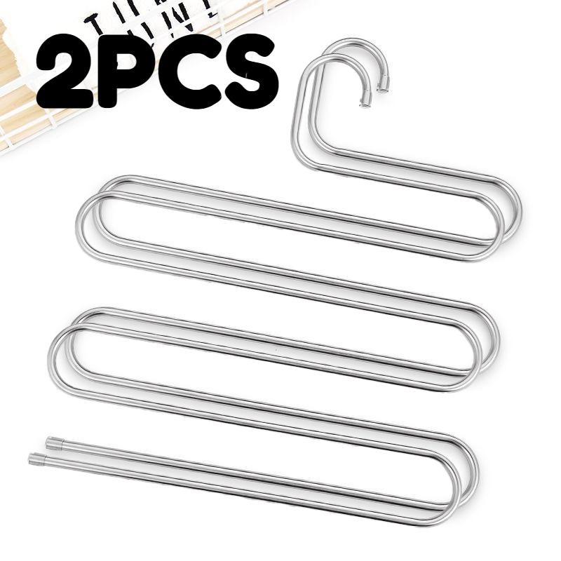 1-3pc 5 Layers Clothes Hangers Stainless Steel S Shape Pants Storage Hangers Space Saving Home Multilayer Storage Cloth Hanger