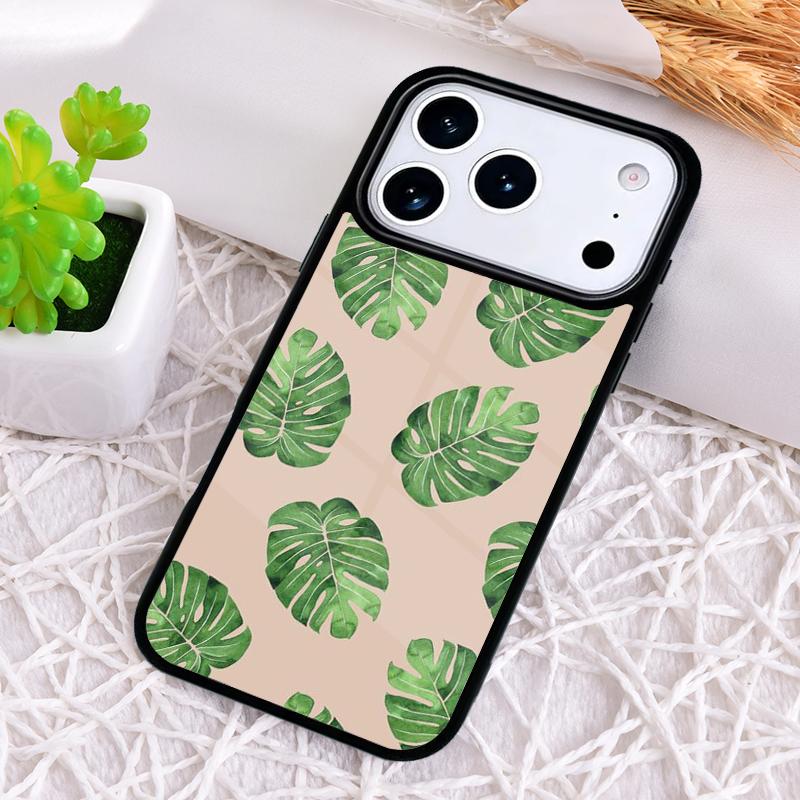 Green Monstera Leaf soft Phone Case for iPhone 17 Air 16 15 11 12 14 13 Pro Max Shockproof Cover